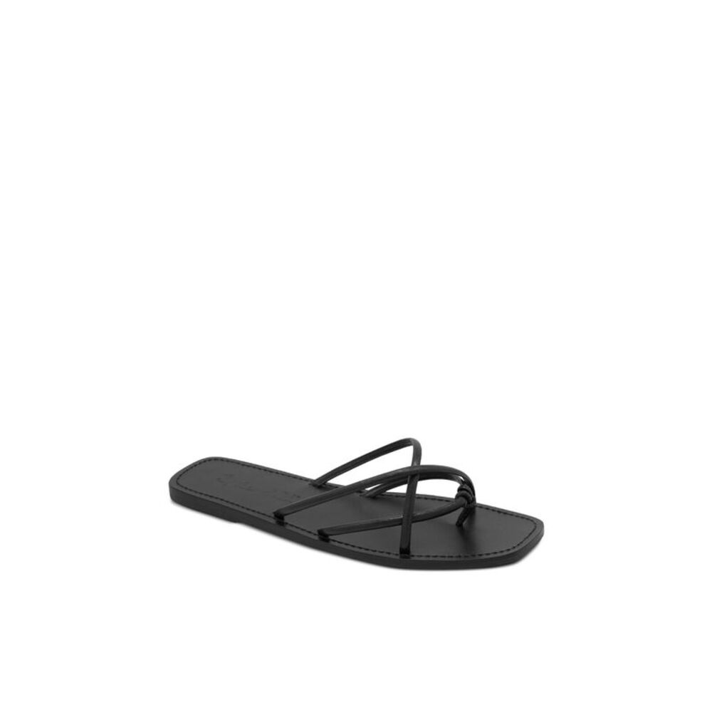 SPLENDID Womens Black Fern Square Toe Slip On Leather Thong Sandals Shoes 7
